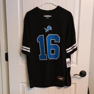 NWT Mens MEDIUM NFL Detroit Lions Jared Goff #16 Black And Blue Jersey